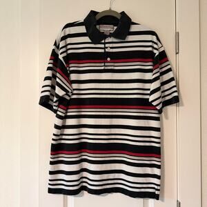 Evolution in Design Red Black White Striped Polo